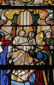 Vetrata raffigurante Santa Maria Maddalena: il Conte di Provenza e sua moglie battezzati da French School