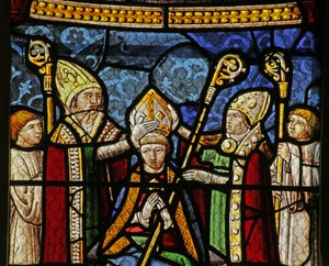 Vetrata raffigurante San Nicola che diventa Vescovo di Myra