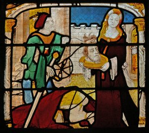 Finestra raffigurante Salomè che riceve la testa di San Giovanni Battista da French School