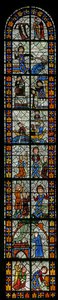Finestra n1 che raffigura scene della vita di Santa Radegonda da French School