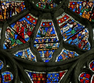 Finestra n3 che raffigura scene del Giudizio Universale da French School