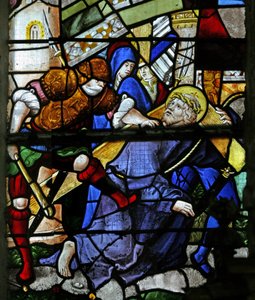 Finestra w0 raffigurante la Via Crucis da French School