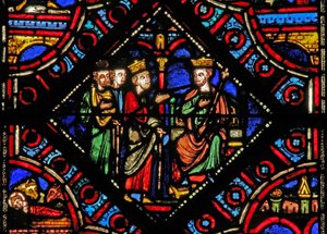 Finestra w0 raffigurante i Magi con Erode da French School