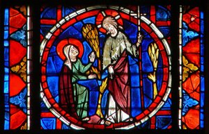 Finestra w109 raffigurante Santa Maria Maddalena con Cristo nel giardino della Resurrezione da French School