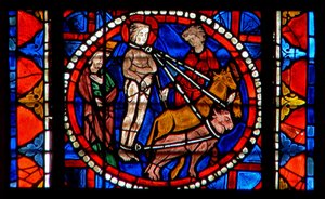 Finestra w109 raffigurante il martirio di Santa Lucia da French School