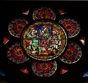 Finestra w12 raffigurante la Morte della Vergine Maria da French School