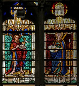 Finestra w134 raffigurante San Giovanni Battista e Santa Caterina da French School