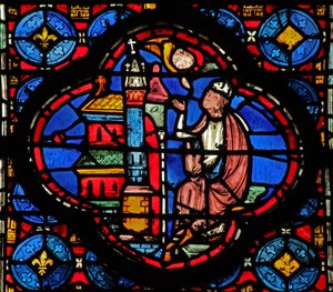 Vetrata w15 Sacre Reliquie: Guiriace consigliato da un angelo (da una serie su Sant