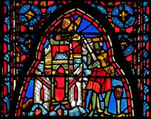 Vetrata w15 Sacre Reliquie: ?Eraclio davanti al cancello miracoloso sigillato a Gerusalemme da French School