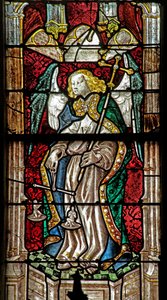 Finestra w15 raffigurante San Michele da French School