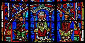 Finestra w19 raffigurante San Nicola diventa Vescovo di Myra da French School