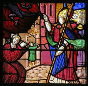 Finestra w19 raffigurante la Vita di San Remigio. libera un