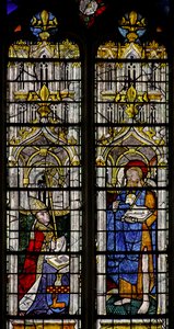 Finestra w1 raffigurante San Giovanni Battista e il donatore Jean Barton da French School