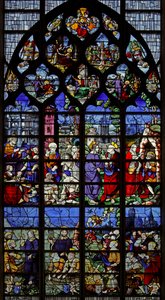 Finestra w1 raffigurante scene della vita di San Pietro da French School