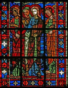 Finestra w201 raffigurante la Morte della Vergine Maria - gli Apostoli si radunano da French School