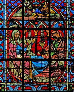 Finestra w203 raffigurante la Natività da French School