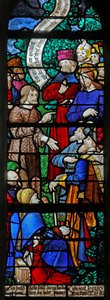 Finestra w20 raffigurante San Giovanni Battista che predica il battesimo di Cristo a Betania da French School