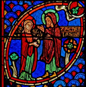 Finestra w20 raffigurante Zaccaria ed Elisabetta, i genitori di San Giovanni Battista