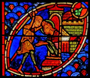 Finestra w20 raffigurante la morte di San Giovanni Battista da French School