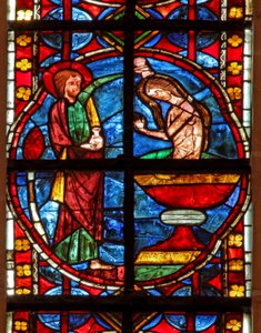 Finestra w210 raffigurante San Giacomo che battezza da French School