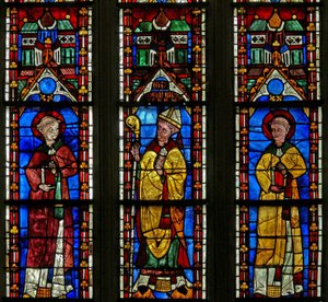 San Silvestro con il donatore Jean de Bernieres; San Protais da French School