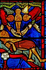 Finestra w21 raffigurante la morte di Santa Maria Egiziaca da French School