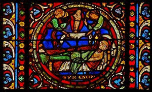 Vetrata w2 raffigurante la morte di San Germano da French School