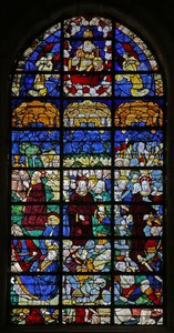 Finestra w31 raffigurante Scene della Passione: Getsemani e la Resurrezione da French School