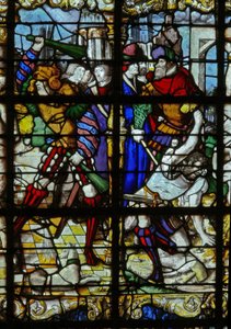Vetrata w37 raffigurante scene della vita di Santa Barbara