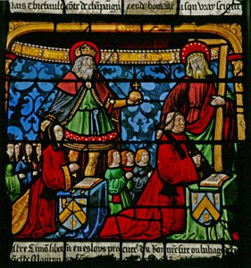 Donatori - Henriette de Mauroy e Simon Liboron con i loro figli e santi patroni Sant