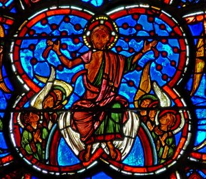 Finestra w4 raffigurante Cristo al Giudizio Universale da French School