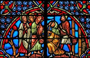 La guarigione del cieco (finestra moderna) da French School