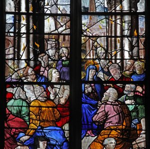 Finestra w5 che raffigura la Pentecoste da French School