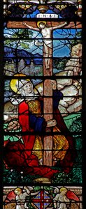 Finestra w5 raffigurante una scena della vita di Santa Maria Maddalena - la santa alla Croce da French School