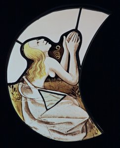 Finestra w71 raffigurante una donna che risorge al Giudizio Universale. Ex St Vivien, Rouen da French School