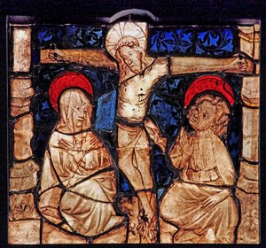 Vetrata w7 raffigurante la Crocifissione, dalla Chiesa di Betton, Bretagna da French School