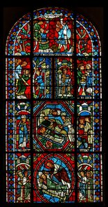 Finestra wXX raffigurante Finestra composita riguardante le reliquie di San Gervasio e San Protasio e il Martirio dei loro genitori San Vitale e Valeria da French School