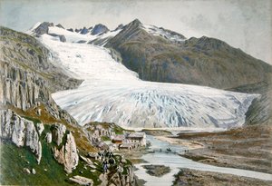 Paesaggio invernale e viaggiatori nei Pirenei, c.1850