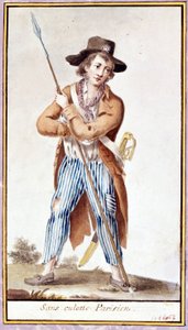Senza mutande parigine. Acquerello del tempo della Rivoluzione Francese da French School