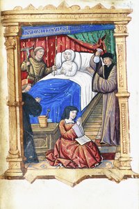 Donna in una scena di letto di morte con Giovanni Battista, c.1475-1500 da French School