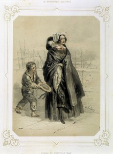 Donna di Granville e giovane mendicante - in "Normandia Illustrata"