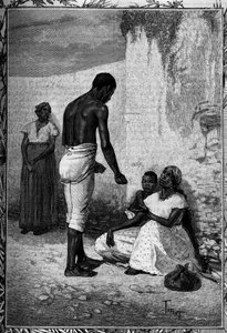 Donne che mendicano lungo le strade di Santo Domingo - Incisione nel giornale illustrato "Youth" da French School
