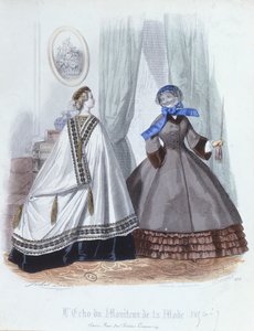 Donne in mantello e cappotto, tavola di moda da L