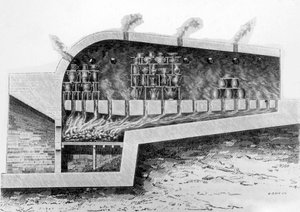 Forno a legna per la cottura della ceramica, 1882 da French School