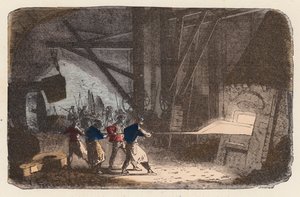 Lavorazione del ferro in una fornace da French School