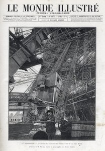 Esposizione Universale di Parigi 1889 - Il percorso degli ascensori al primo piano della Torre Eiffel - Le Monde Illustré del 1889 da French School