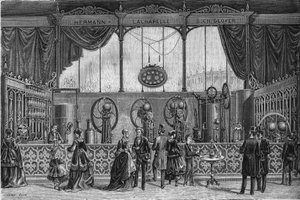 Esposizione Universale del 1867: apparecchi a gas e acqua inventati da Hermann Lachapelle e Glover. Incisione in 