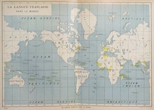 Mappa del mondo dei paesi francofoni, inizio XX secolo
