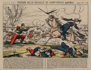 Dragone francese ferito che spara a un lanciere prussiano alla Battaglia di Saint-Privat, Guerra Franco-Prussiana