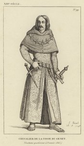 XIII secolo, cavaliere della Cosse du Genet, costume posteriore all